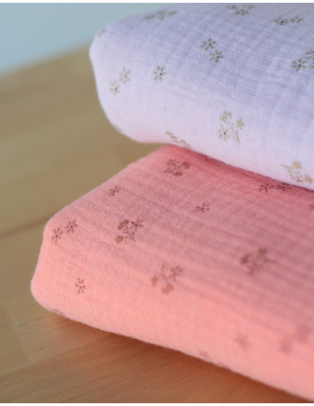 Selena - Double gaze de coton double face coloris vieux rose modoré