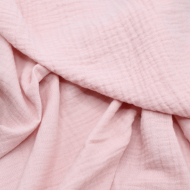 Double gaze de coton BIO unie rose chamallow