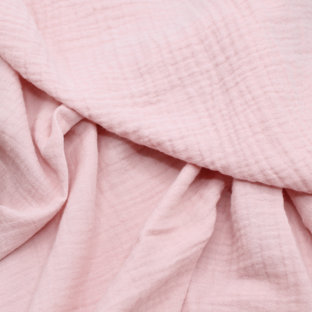 Double gaze de coton BIO unie rose chamallow