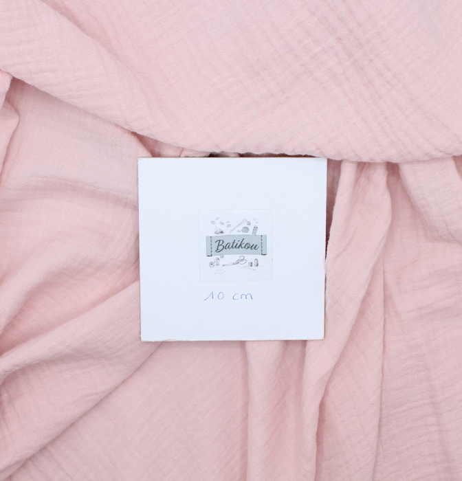 Double gaze de coton BIO unie rose chamallow