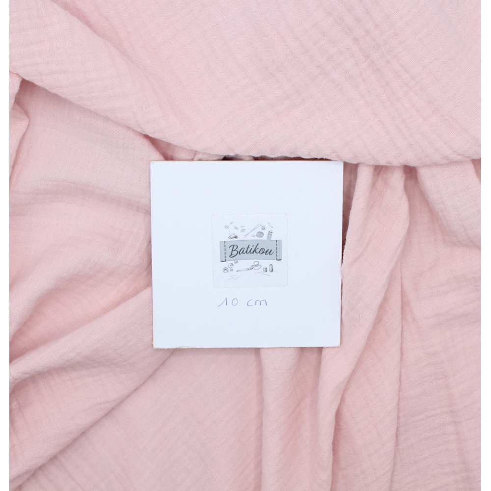 Double gaze de coton BIO unie rose chamallow