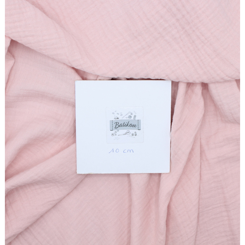 Double gaze de coton BIO unie rose chamallow