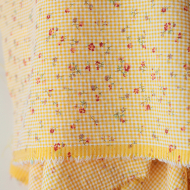 copy of Adelaïde - Seersucker / Coton gaufré vichy mini 2mm vert amande à motif fleuri