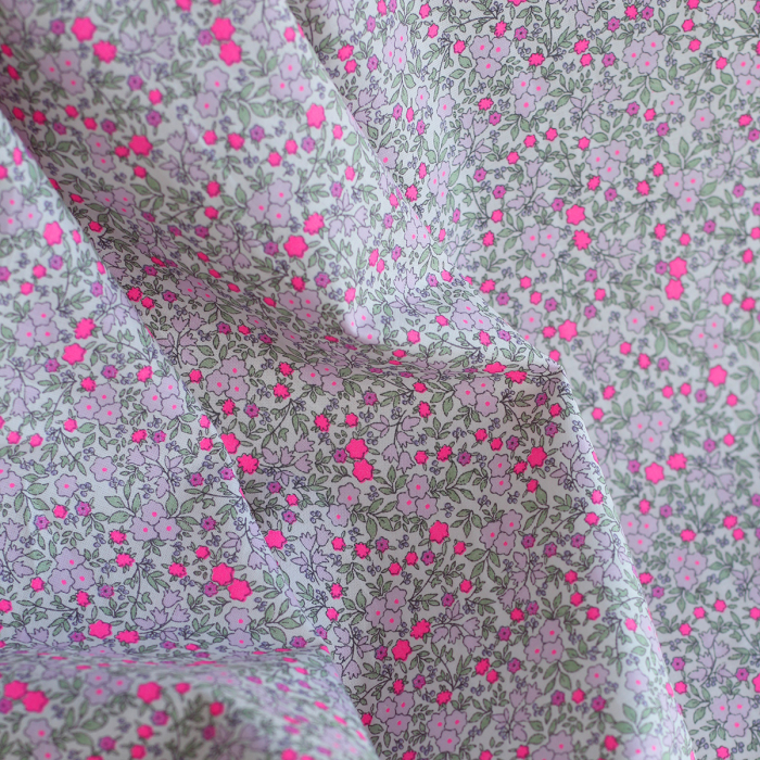 copy of Méline - Popeline de coton BIO imprimé fleurs rose fluo