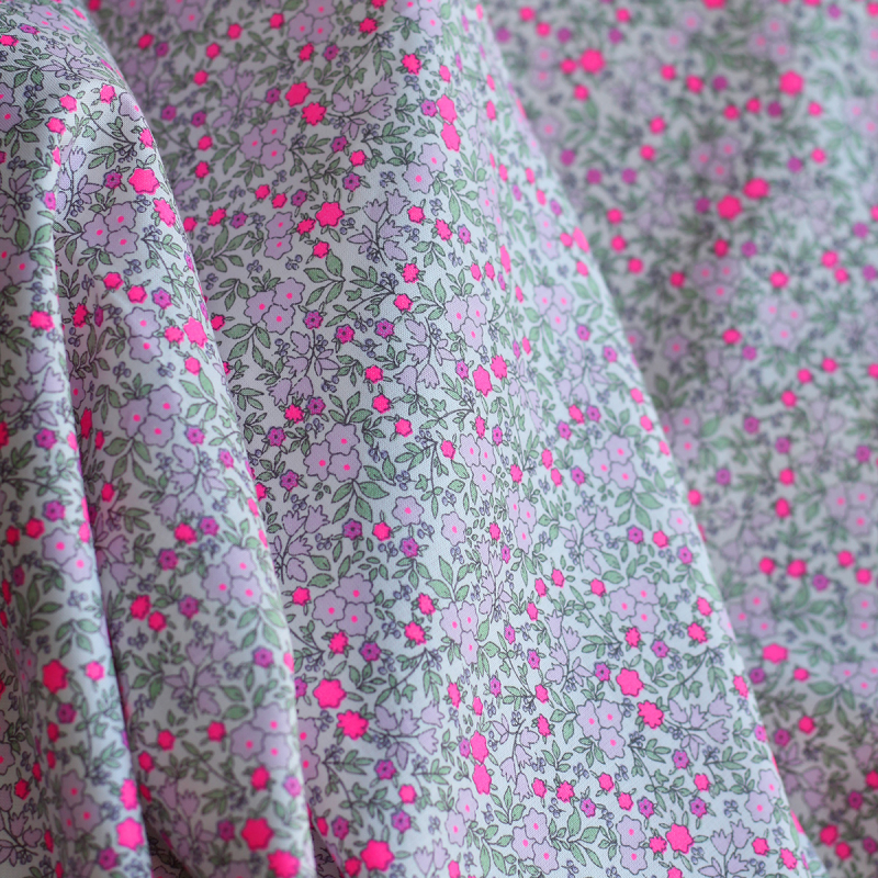 copy of Méline - Popeline de coton BIO imprimé fleurs rose fluo