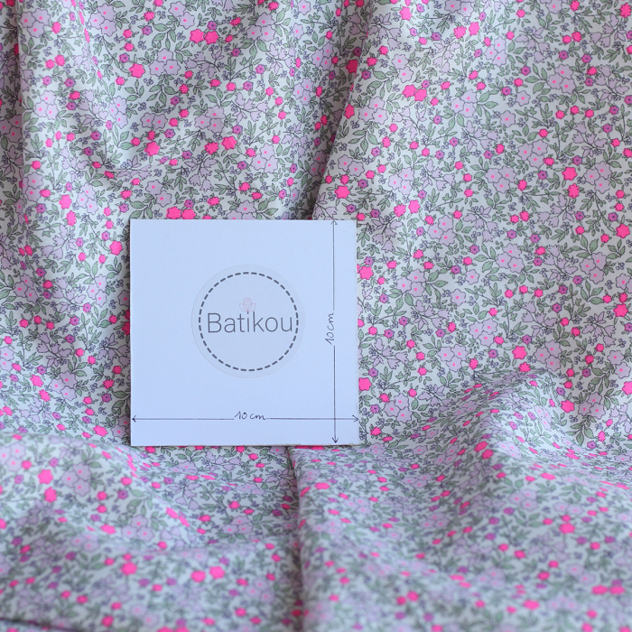 copy of Méline - Popeline de coton BIO imprimé fleurs rose fluo