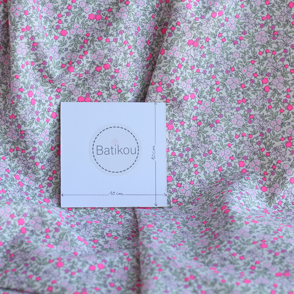 copy of Méline - Popeline de coton BIO imprimé fleurs rose fluo