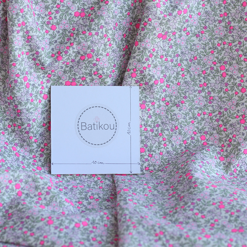 copy of Méline - Popeline de coton BIO imprimé fleurs rose fluo