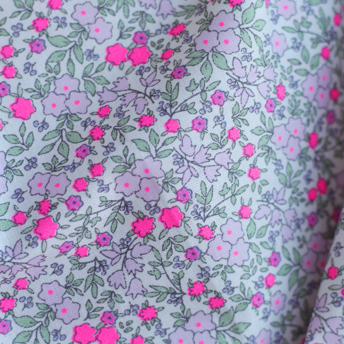 copy of Méline - Popeline de coton BIO imprimé fleurs rose fluo
