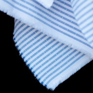 copy of Coton oxford doux coton organique motif rayures ciel/blanc et petits bateaux