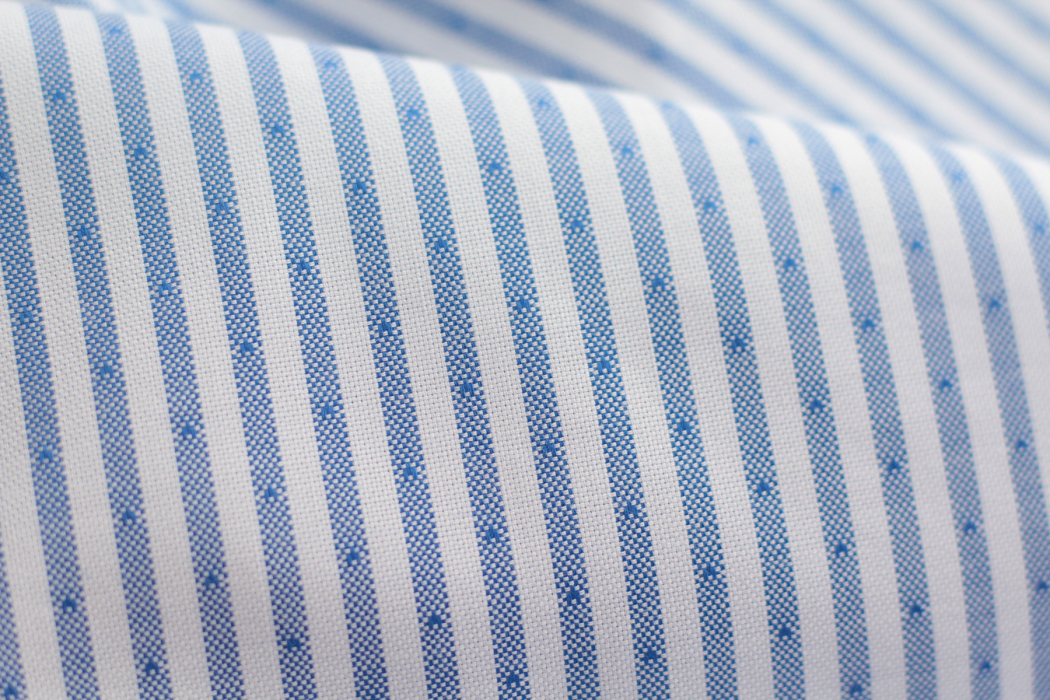 Coton Bio oxford doux bi-Face rayures / dobby Bleu et blanc