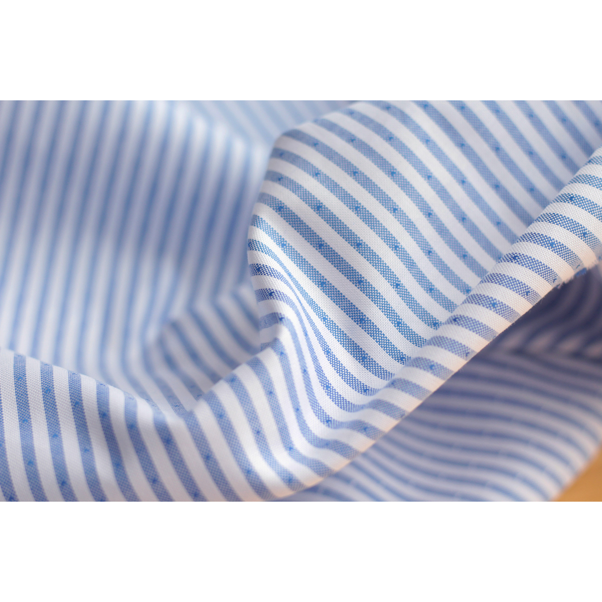 Coton Bio oxford doux bi-Face rayures / dobby Bleu et blanc Coton Bio oxford doux bi-Face rayures / dobby Bleu et blanc