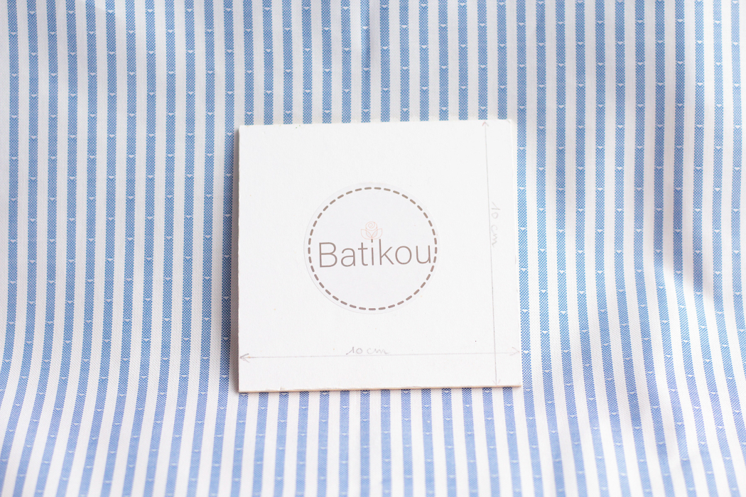 Coton Bio oxford doux bi-Face rayures / dobby Bleu et blanc