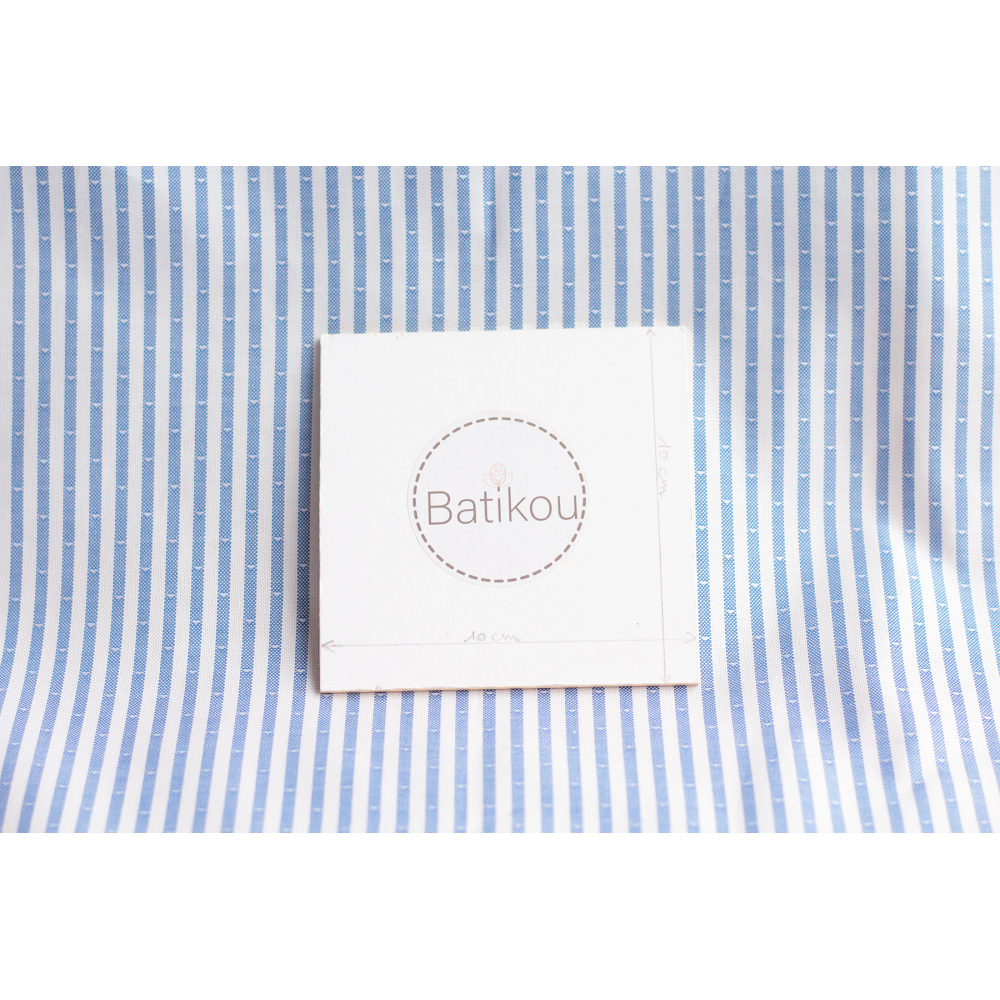 Coton Bio oxford doux bi-Face rayures / dobby Bleu et blanc
