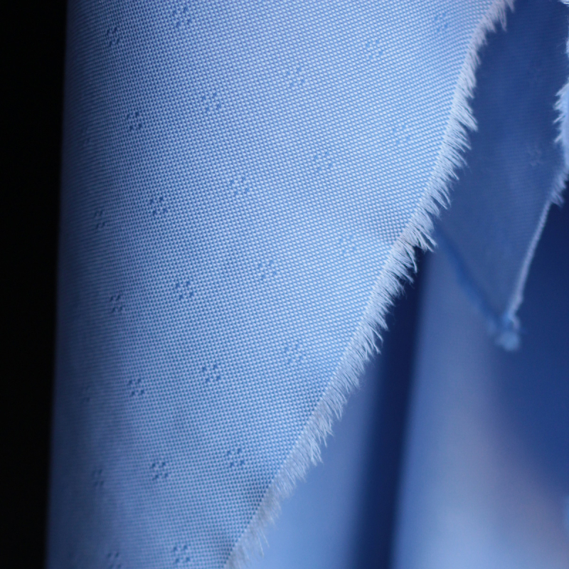 copy of Coton Bio oxford doux bi-Face rayures / dobby Bleu et blanc