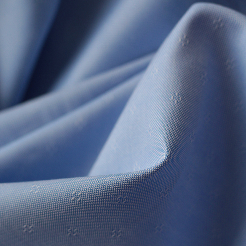 copy of Coton Bio oxford doux bi-Face rayures / dobby Bleu et blanc