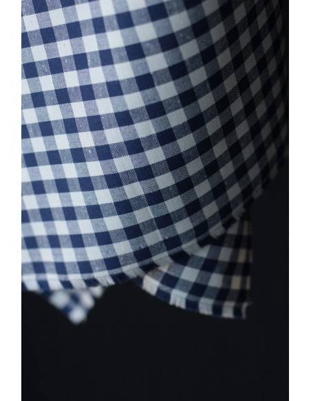 Coton chiné aspect brut vichy moyennes 7mm coloris bleu marine