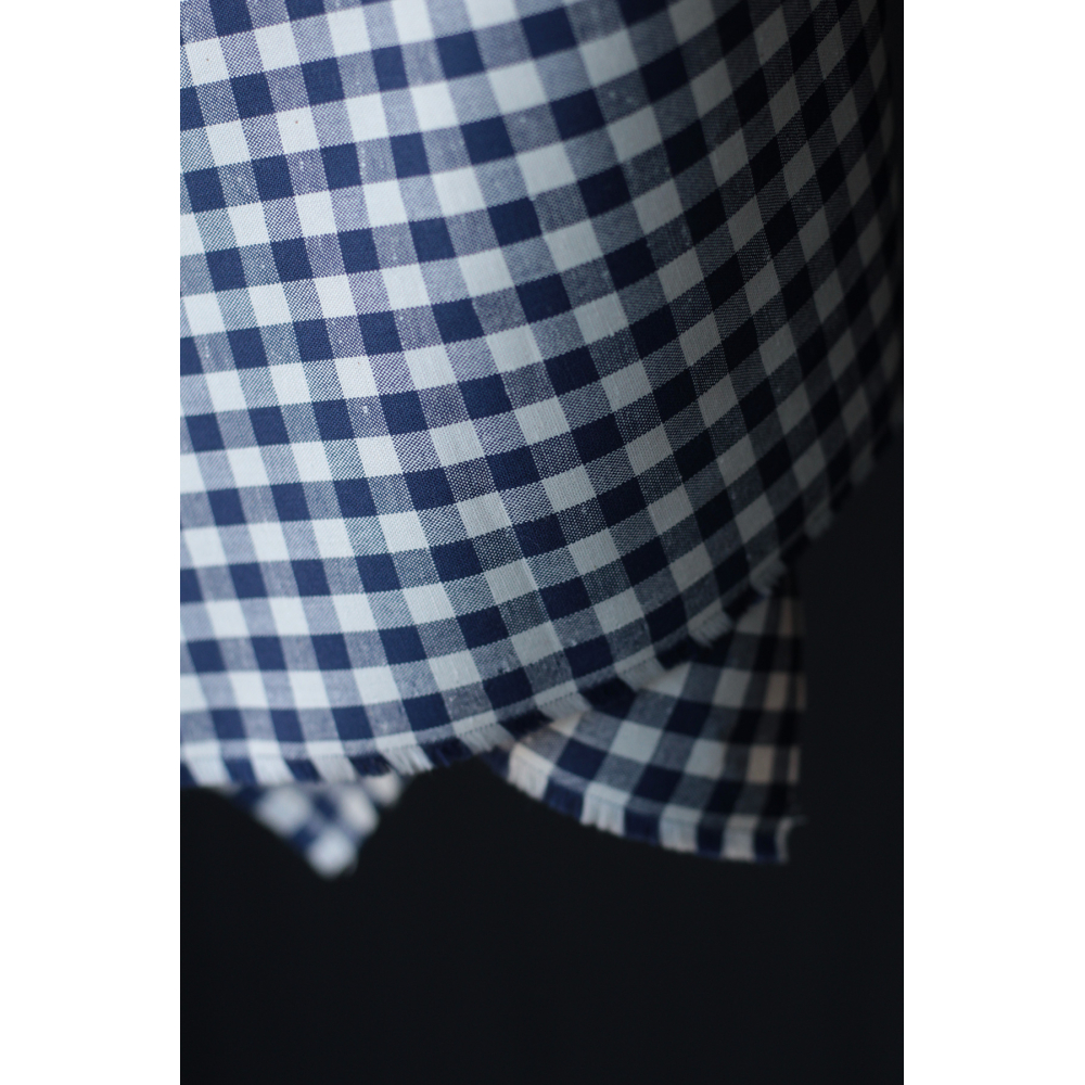 Coton chiné aspect brut vichy moyennes 7mm coloris bleu marine