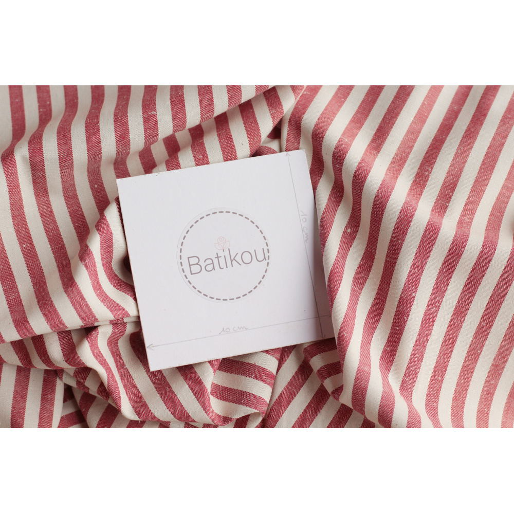 copy of Coton chiné aspect brut rayures moyennes 7mm coloris bleu marine / écru