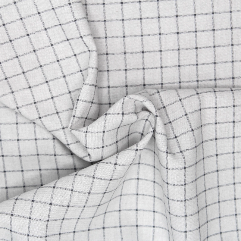 Chambray coton GRIS à carreaux