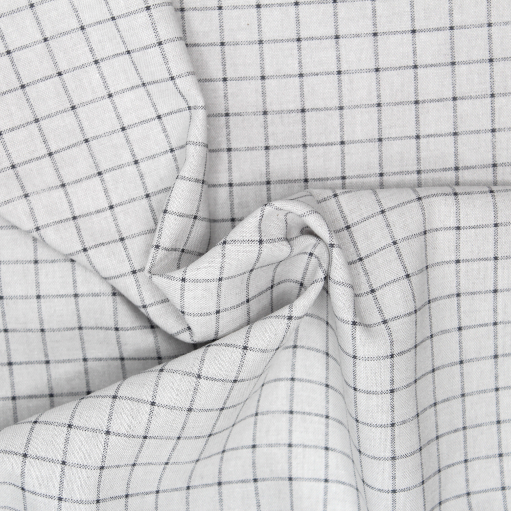 Chambray coton GRIS à carreaux