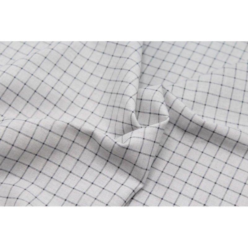 Chambray coton GRIS à carreaux