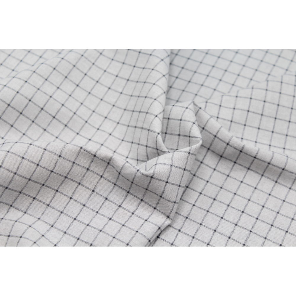 Chambray coton GRIS à carreaux