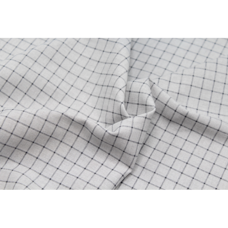 Chambray coton GRIS à carreaux