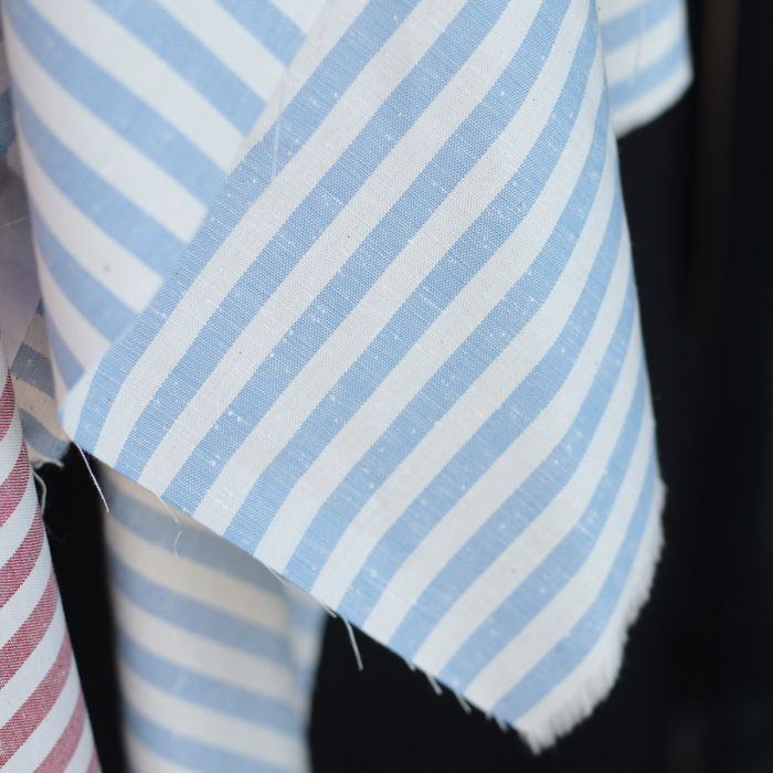 copy of Coton chiné aspect brut rayures moyennes 7mm coloris rouge / écru