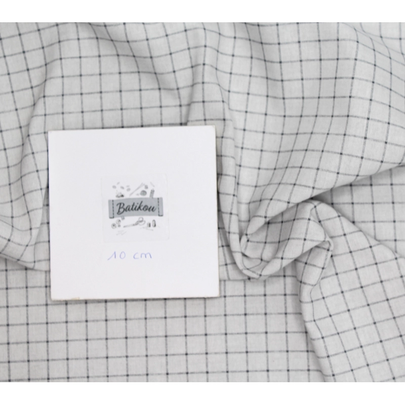 Chambray coton GRIS à carreaux