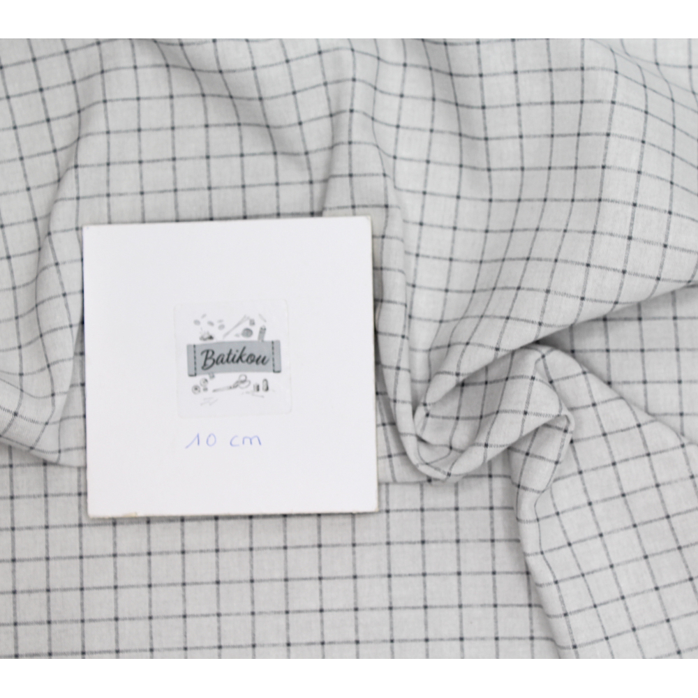 Chambray coton GRIS à carreaux