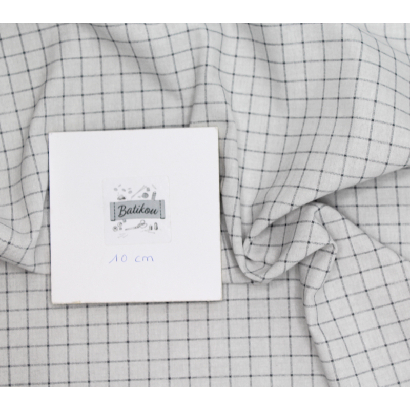 Chambray coton GRIS à carreaux