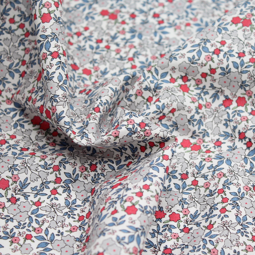 IRIS - Batiste de coton SILKYNE imprimé fleuri Tissus issus de l'agriculture biologique  - 1