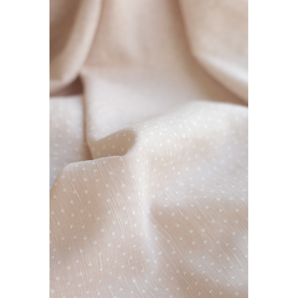 Tissu lin coton lavé à pois fond sable