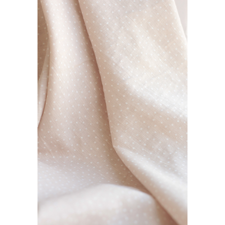 Tissu lin coton lavé à pois fond sable