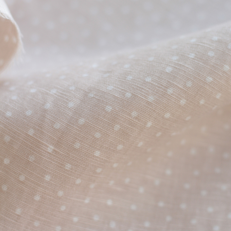 Tissu lin coton lavé à pois fond sable