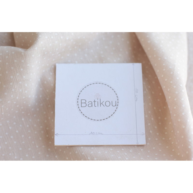 Tissu lin coton lavé à pois fond sable