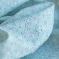 Ingrid - Popeline de coton BIO imprimé fleuri fond celadon