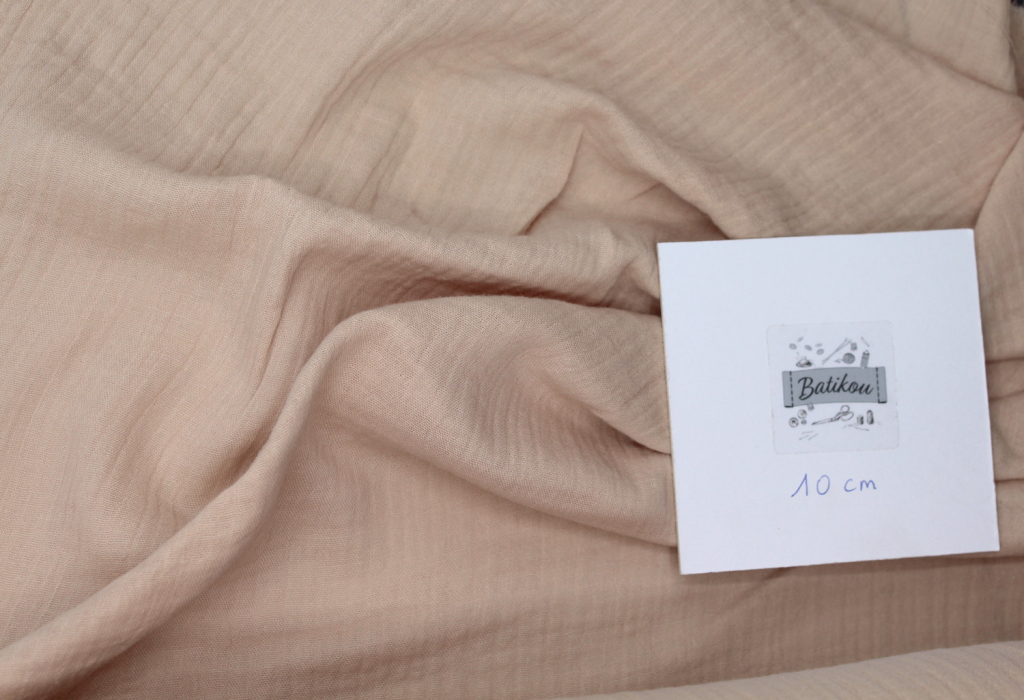 Double gaze de coton BIO unie nude