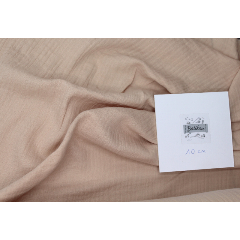 Double gaze de coton BIO unie nude