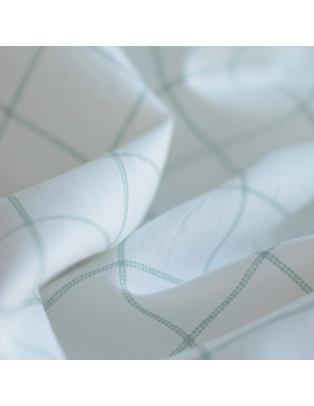 copy of Zephyr - Tissu lin coton fond blanc lait quadrillage bleu horizon