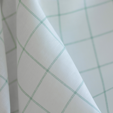 copy of Zephyr - Tissu lin coton fond blanc lait quadrillage bleu horizon