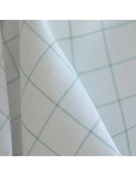 copy of Zephyr - Tissu lin coton fond blanc lait quadrillage bleu horizon