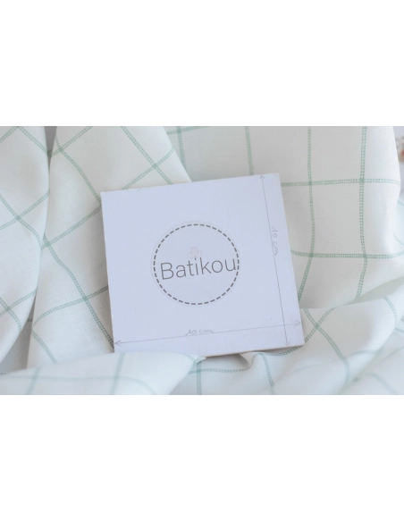 copy of Zephyr - Tissu lin coton fond blanc lait quadrillage bleu horizon