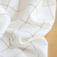 copy of Zephyr - Tissu lin coton fond blanc lait quadrillage vert celadon