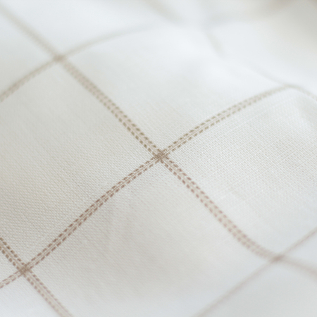 copy of Zephyr - Tissu lin coton fond blanc lait quadrillage vert celadon