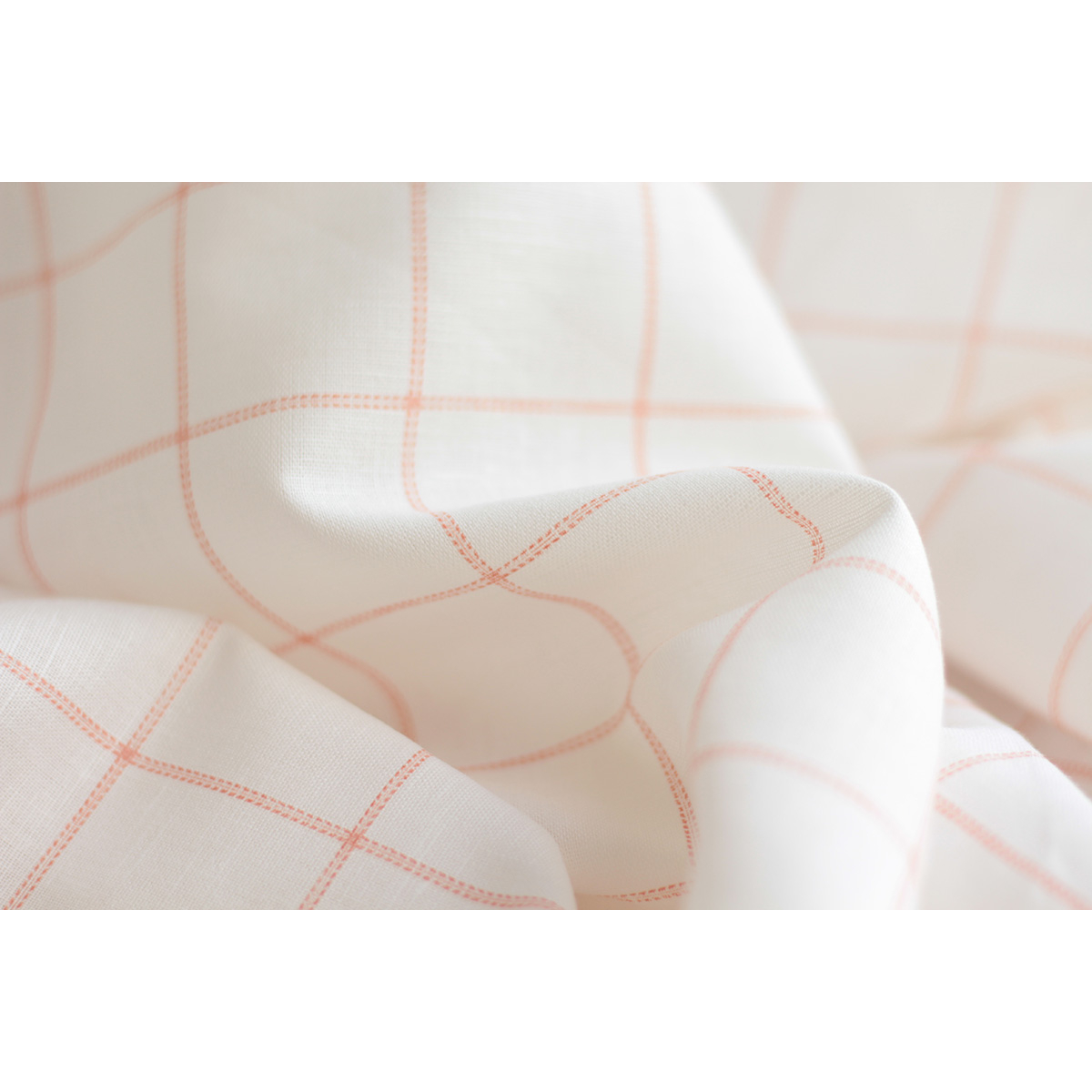 copy of Zephyr - Tissu lin coton fond blanc lait quadrillage beige ficelle