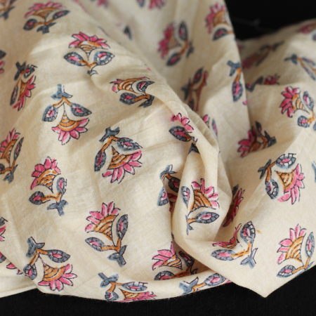 Tissu indien coton hand block traditionnel Parme Tissu indien coton hand block traditionnel Parme