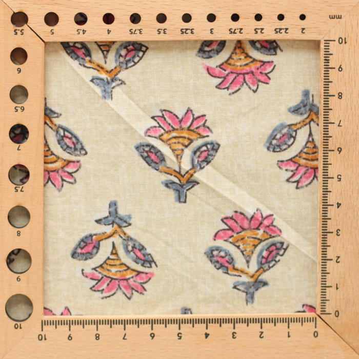 Tissu indien coton hand block traditionnel Parme