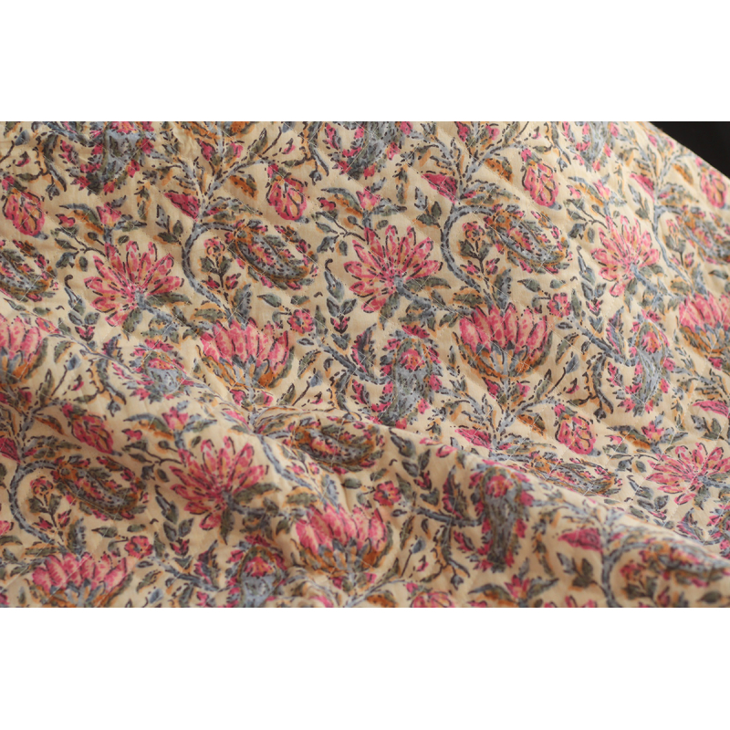 copy of Tissu indien matelassé double face coton hand block largeur 100cm